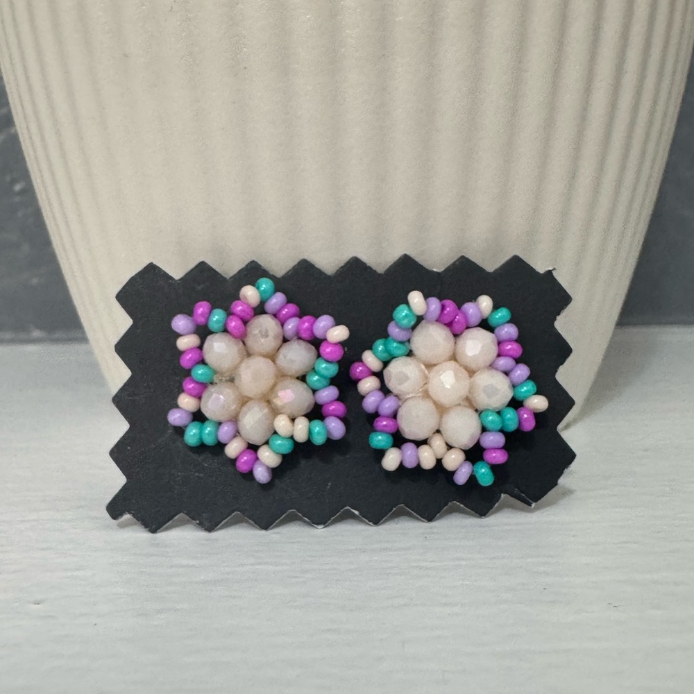 Huichol Beaded Star Stud Earrings